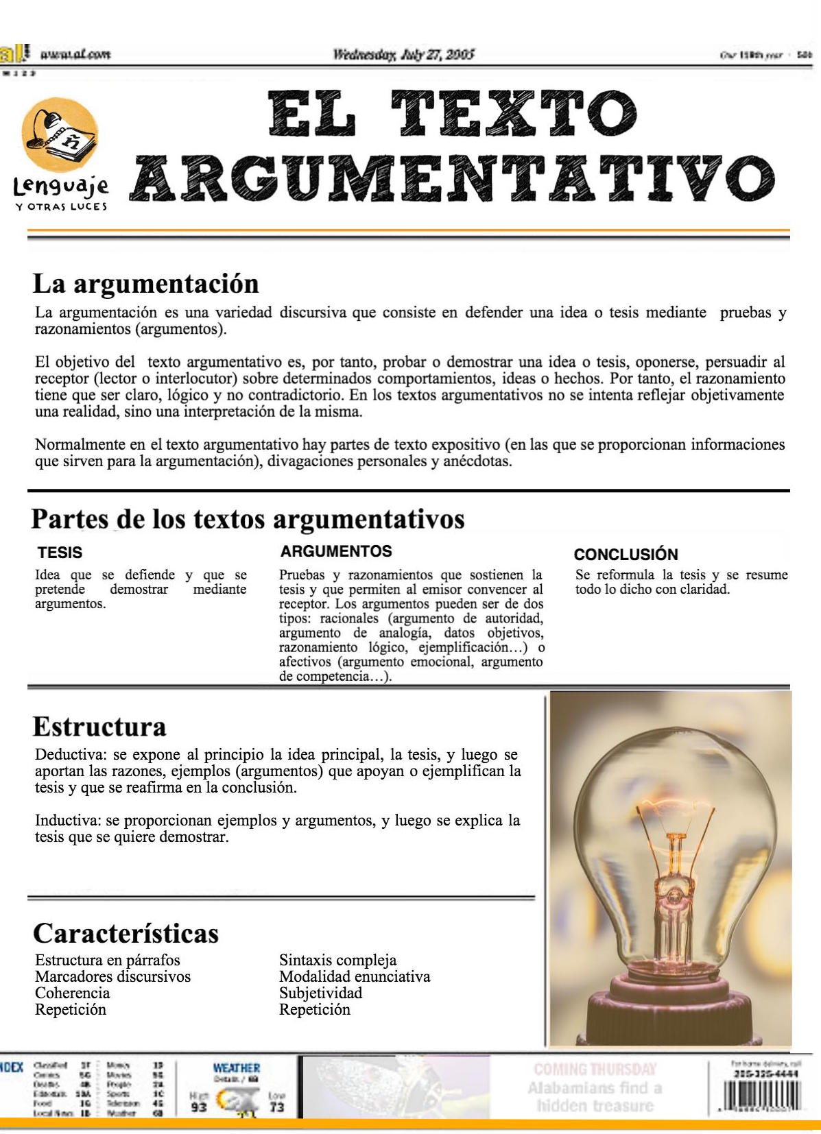 El Texto Argumentativo Lenguaje Y Otras Luces